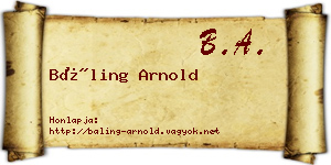Báling Arnold névjegykártya